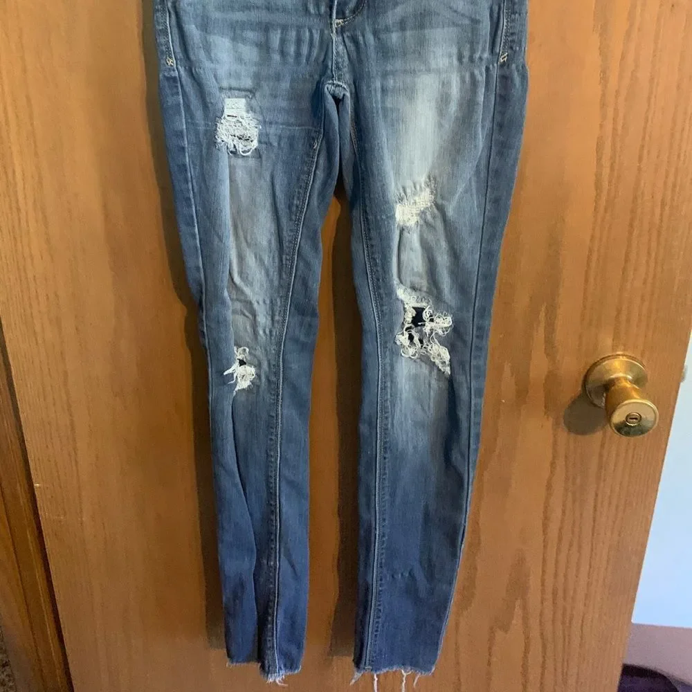 Indigo Rein distressed jeans size 0 - Picture 3 of 3
